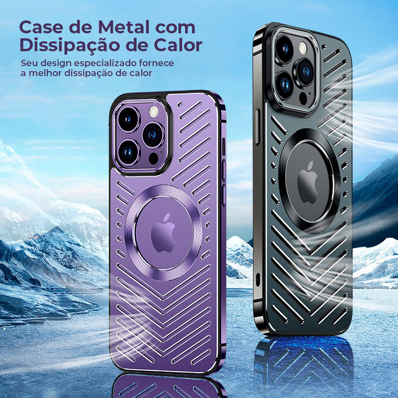 Case iPhone de Aço Inoxidável com Dissipação de Calor