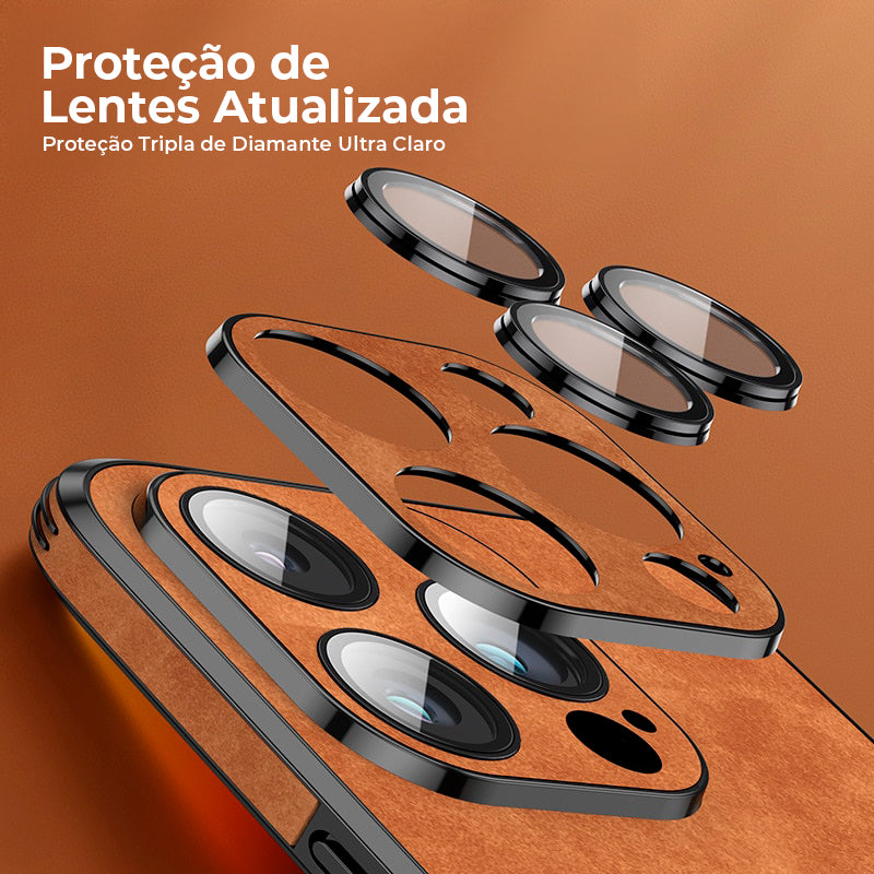 Case iPhone de Couro Rústico Protect Leans