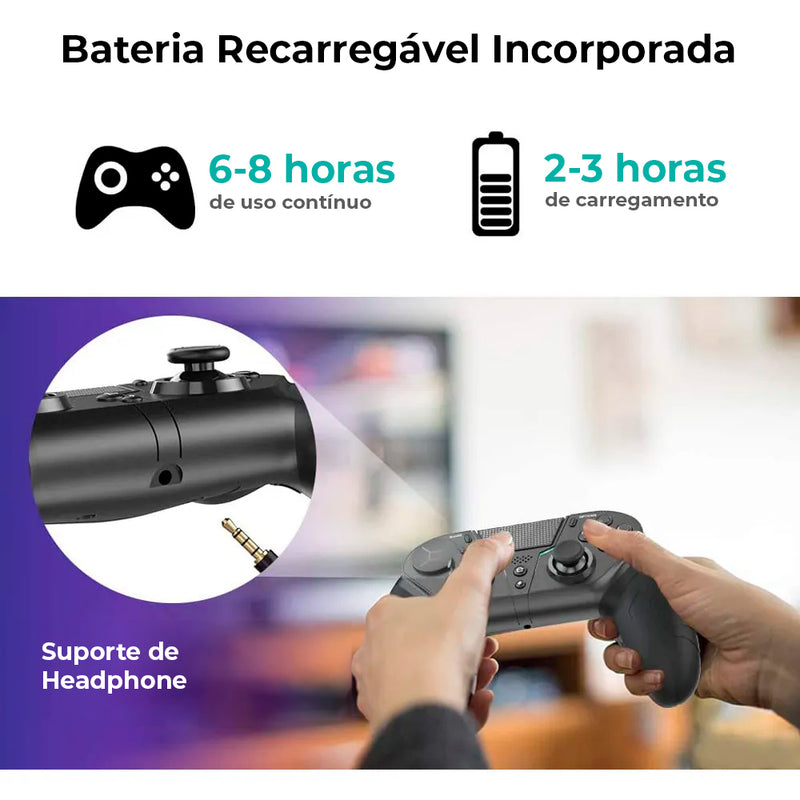 Controle Bluetooth Wireless Premium para PS4 e PC