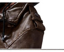 Jaqueta de Couro Masculina Premium com Capuz Removível