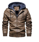Jaqueta de Couro Masculina Premium com Capuz Removível