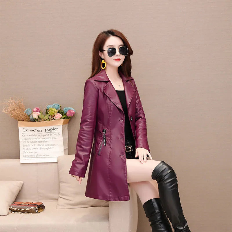 Jaqueta Feminina Longa com Estilo Slim e Design Punk – (Promoção de Inverno 2026)