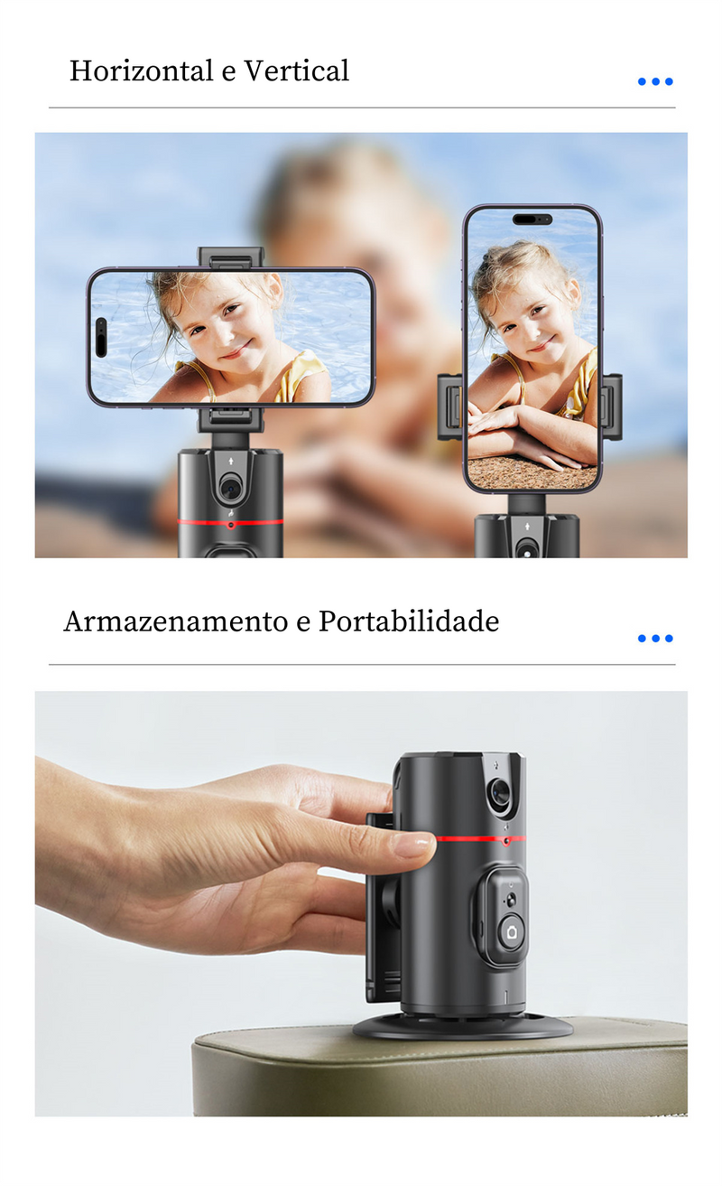 Gimbal Estabilizador Inteligente com Rotação 360