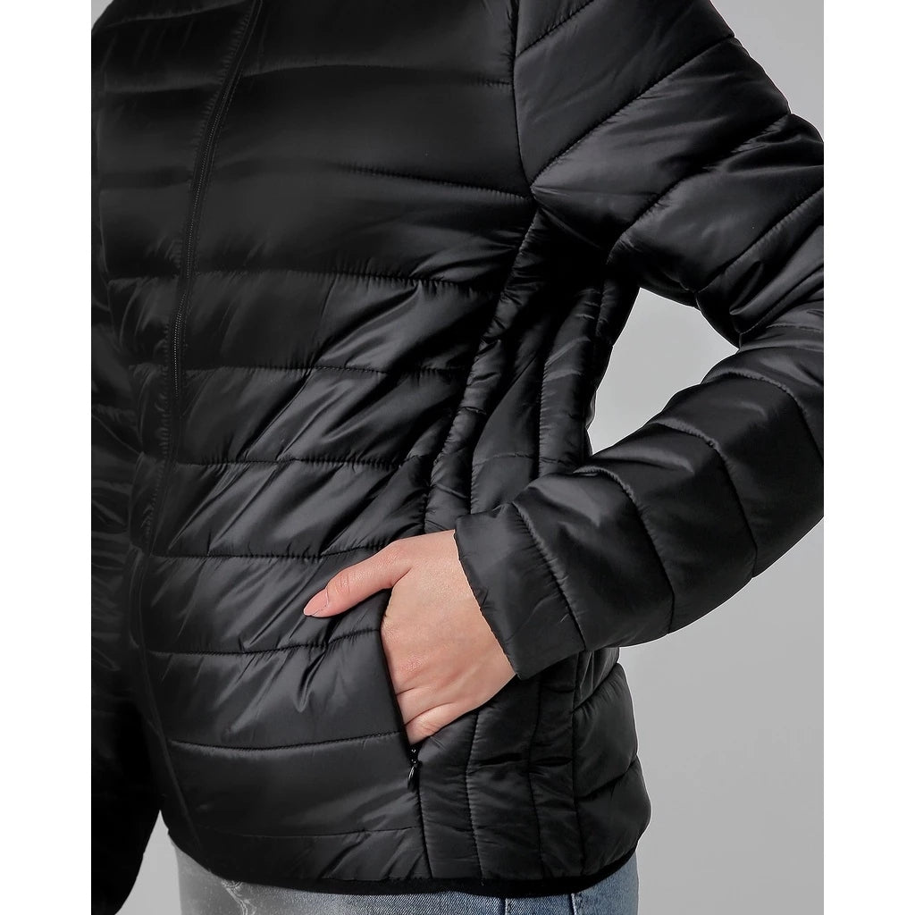 Jaqueta Feminina Puffer Impermeável com Capuz Removível