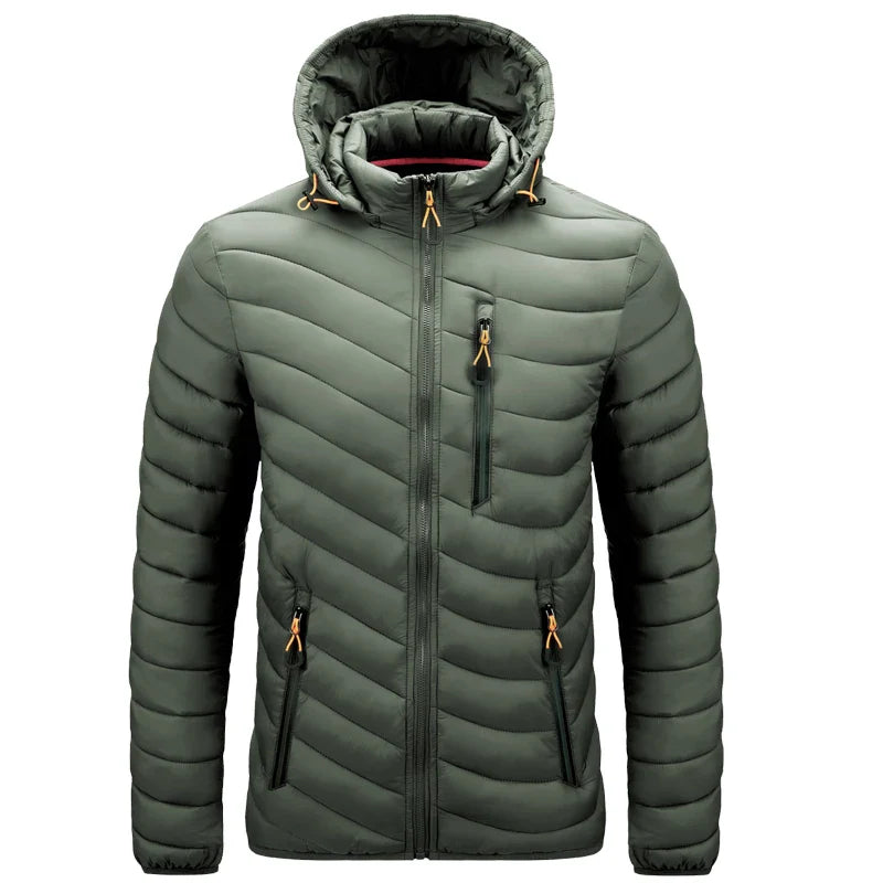 Jaqueta Masculina Puffer Leve com Capuz e Isolamento Térmico