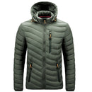 Jaqueta Masculina Puffer Leve com Capuz e Isolamento Térmico
