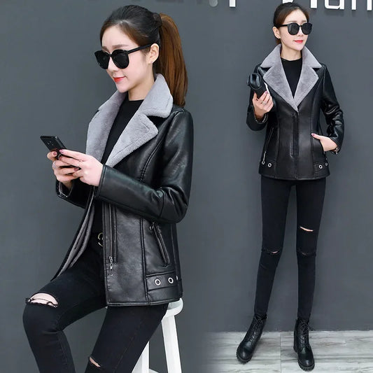 Jaqueta Feminina Oversized com Forro Peluciado e Gola Dobrável – (Promoção de Inverno 2026)