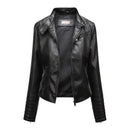 Jaqueta Feminina Slim Black Luxe com Gola Alta Estilo Motociclista - (Promoção de Inverno 2026)