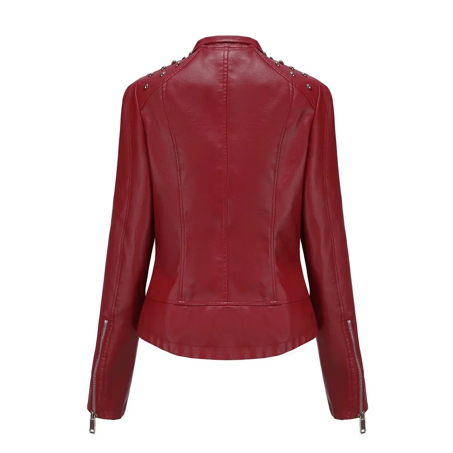 Jaqueta Feminina Slim Estilo Biker com Gola Dobrável e Detalhes Retrô - (Promoção de Inverno 2026)