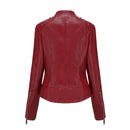Jaqueta Feminina Slim Estilo Biker com Gola Dobrável e Detalhes Retrô - (Promoção de Inverno 2026)