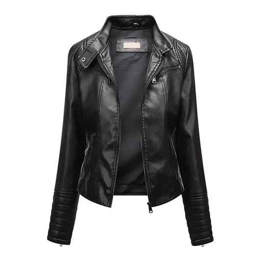 Jaqueta Feminina Slim com Gola Alta Estilo Biker - (Promoção de Inverno 2026)