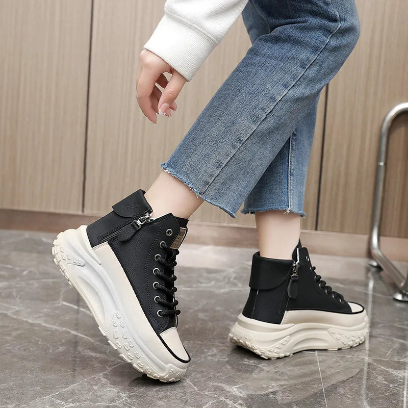 Tênis Feminino Plataforma com Design Vulcanizado Respirável Estilo Casual – (Promoção de Inverno 2026)