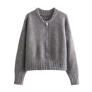 Casaco Feminino Vintage de Malha com Zíper e Gola Redonda - (Promoção de Inverno 2026)
