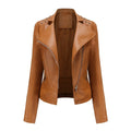 Jaqueta Feminina Slim Estilo Biker com Gola Dobrável e Detalhes Retrô - (Promoção de Inverno 2026)