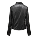 Jaqueta Feminina Slim Black Luxe com Gola Alta Estilo Motociclista - (Promoção de Inverno 2026)