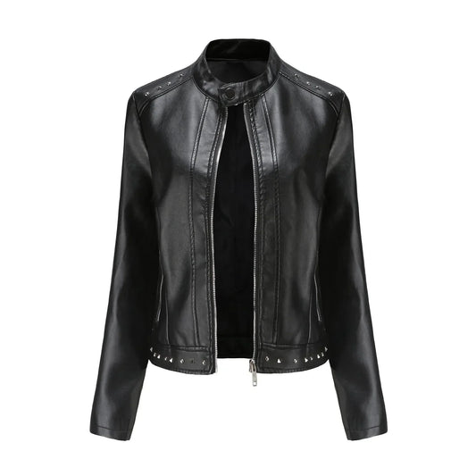 Jaqueta Feminina Estilo Punk Rock com Gola Alta - (Promoção de Inverno 2026)