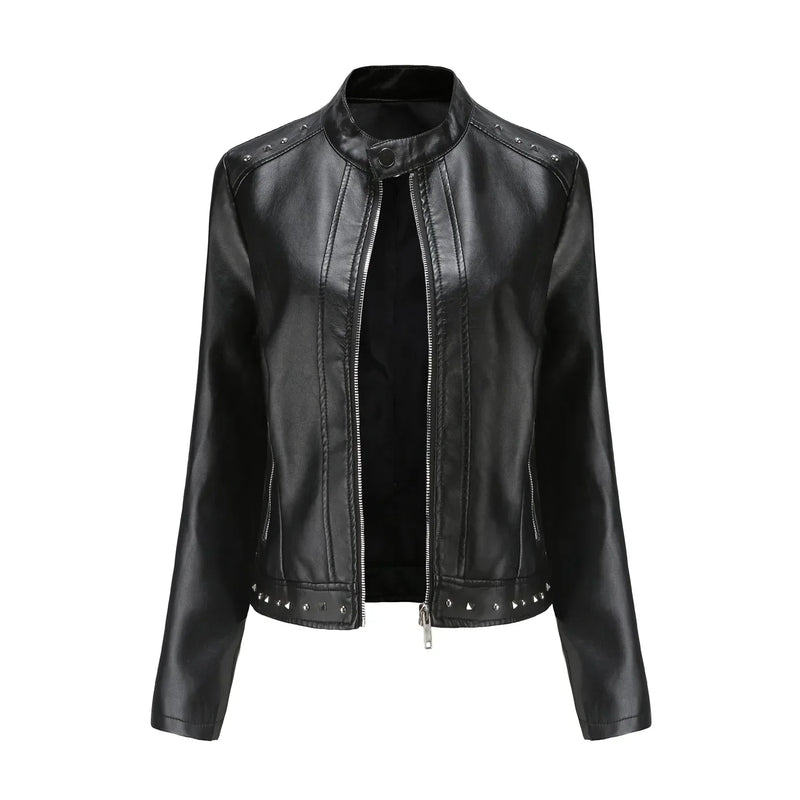 Jaqueta Feminina Estilo Punk Rock com Gola Alta - (Promoção de Inverno 2026)