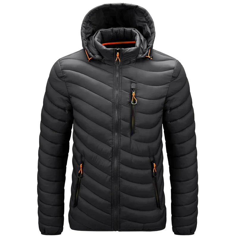 Jaqueta Masculina Puffer Leve com Capuz e Isolamento Térmico