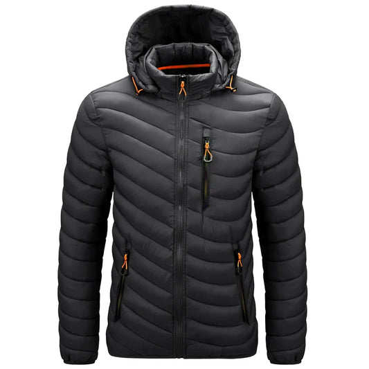 Jaqueta Masculina Puffer Leve com Capuz e Isolamento Térmico