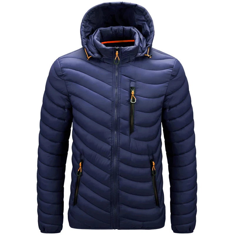 Jaqueta Masculina Puffer Leve com Capuz e Isolamento Térmico