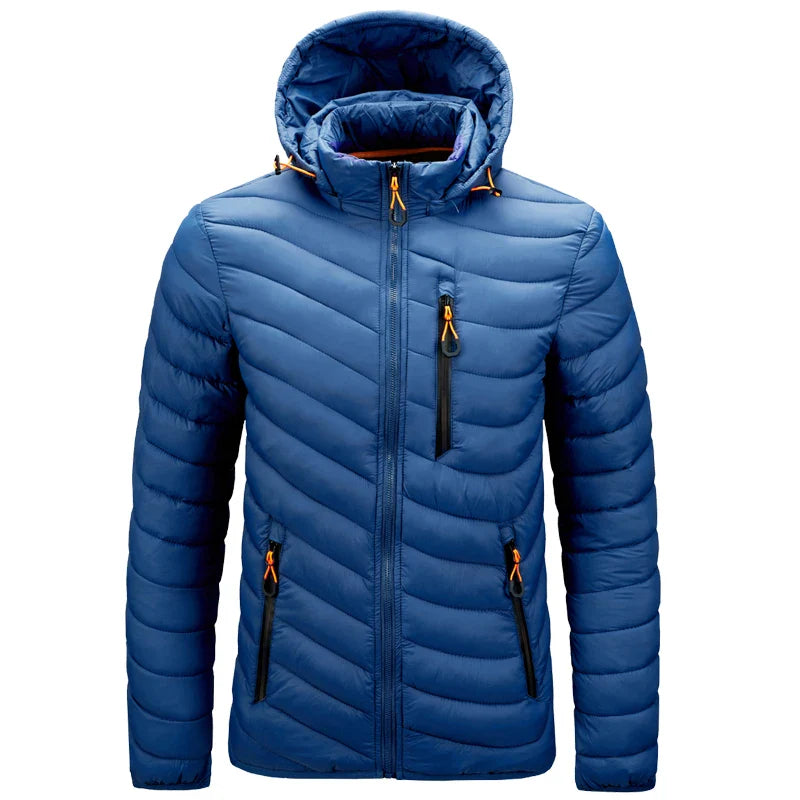 Jaqueta Masculina Puffer Leve com Capuz e Isolamento Térmico
