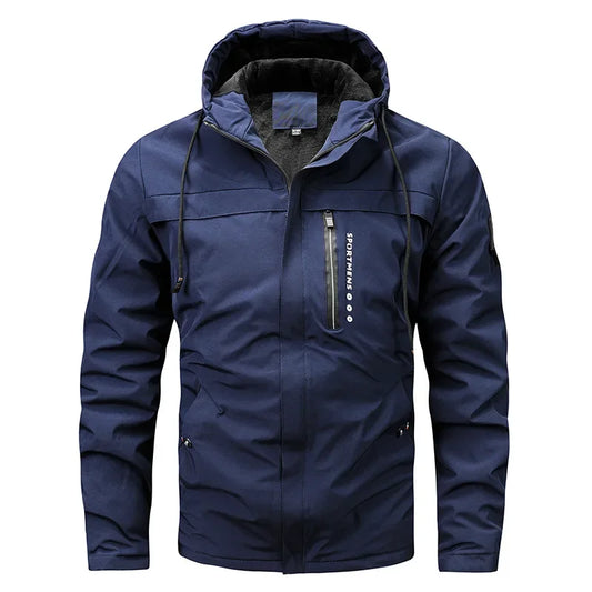 Jaqueta Masculina de Inverno com Capuz Estilo Parka Forrada