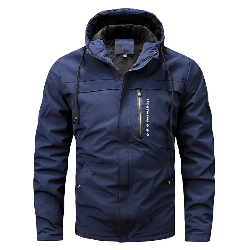 Jaqueta Masculina de Inverno com Capuz Estilo Parka Forrada