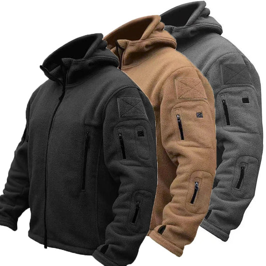 Jaqueta Masculina Tática com Capuz e Forro Fleece