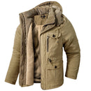 Jaqueta Masculina Tática com Capuz Forro Fleece e Bolsos