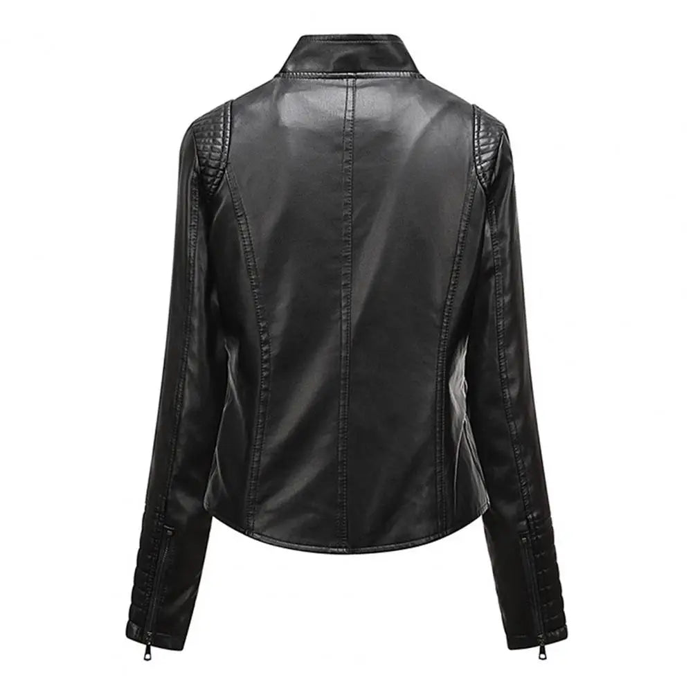 Jaqueta Feminina Slim com Gola Alta Estilo Biker - (Promoção de Inverno 2026)