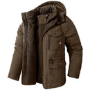 Jaqueta Masculina Tática com Capuz Forro Fleece e Bolsos