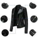 Jaqueta Feminina Slim Estilo Biker com Gola Dobrável e Detalhes Retrô - (Promoção de Inverno 2026)