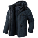 Jaqueta Masculina Tática com Capuz Forro Fleece e Bolsos