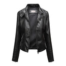 Jaqueta Feminina Slim Black Luxe com Gola Alta Estilo Motociclista - (Promoção de Inverno 2026)