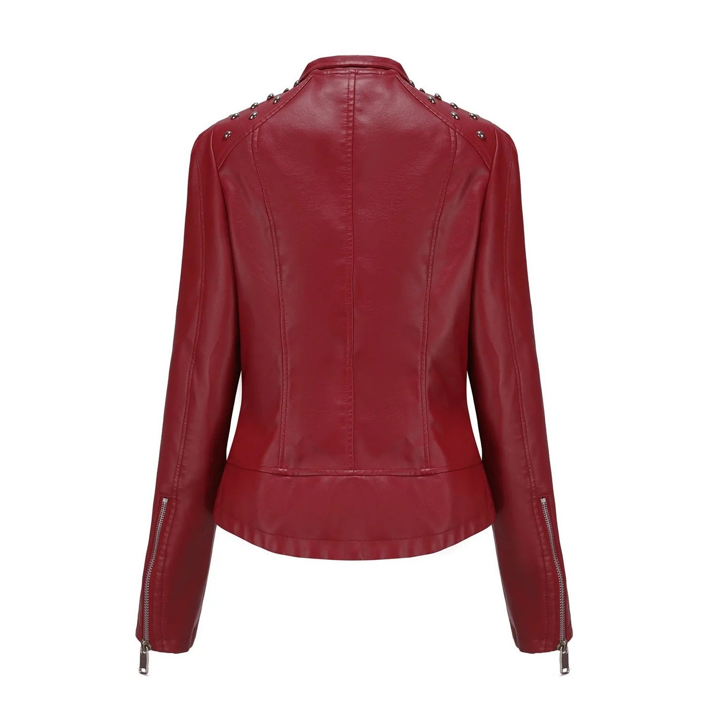 Jaqueta Feminina Slim Estilo Biker com Gola Dobrável e Detalhes Retrô - (Promoção de Inverno 2026)
