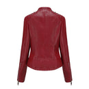 Jaqueta Feminina Slim Estilo Biker com Gola Dobrável e Detalhes Retrô - (Promoção de Inverno 2026)