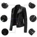 Jaqueta Feminina Slim Estilo Biker com Gola Dobrável e Detalhes Retrô - (Promoção de Inverno 2026)