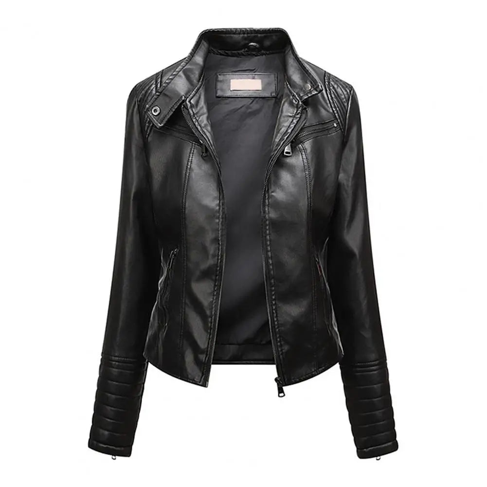 Jaqueta Feminina Slim com Gola Alta Estilo Biker - (Promoção de Inverno 2026)
