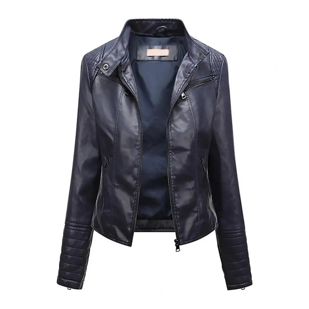 Jaqueta Feminina Slim com Gola Alta Estilo Biker - (Promoção de Inverno 2026)