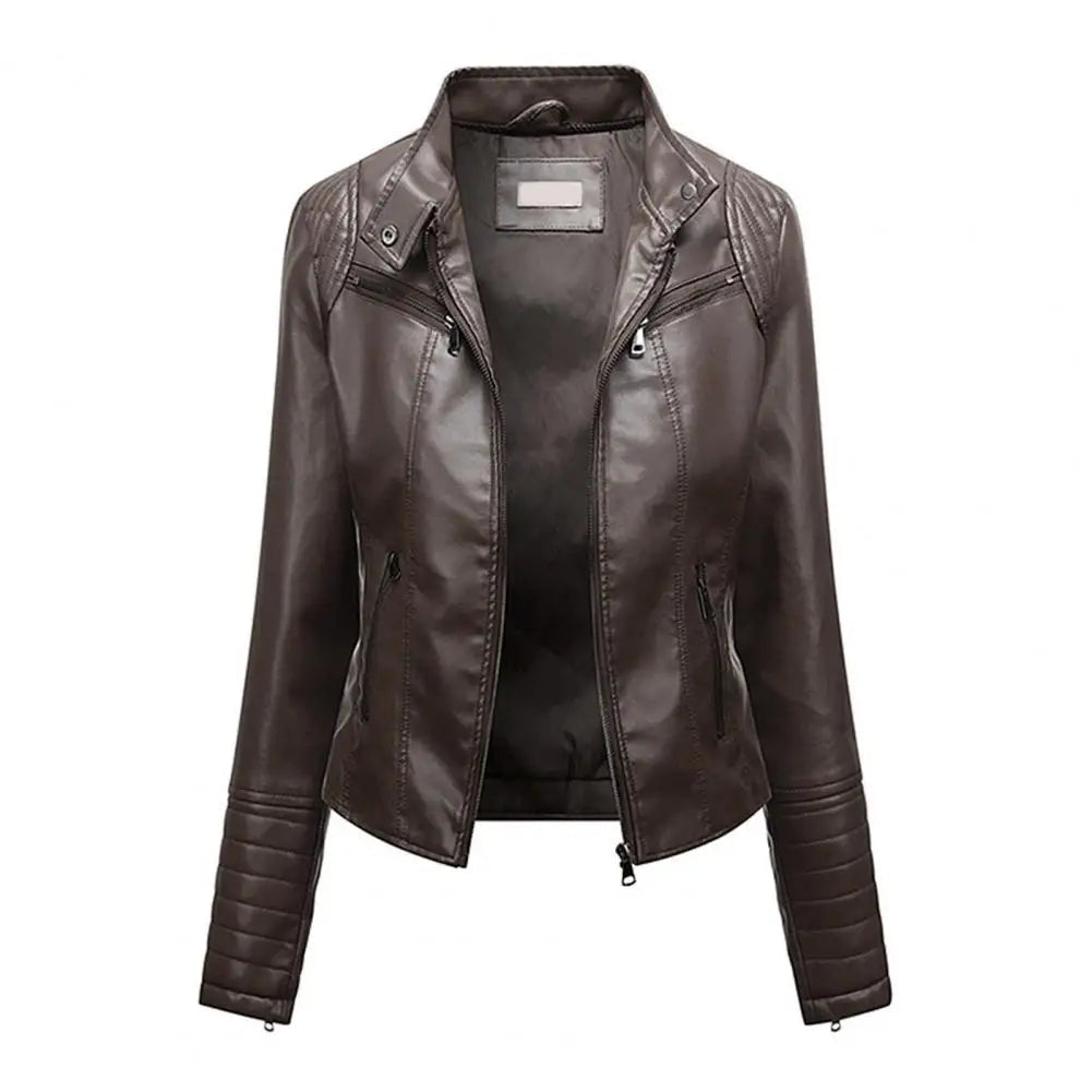 Jaqueta Feminina Slim com Gola Alta Estilo Biker - (Promoção de Inverno 2026)
