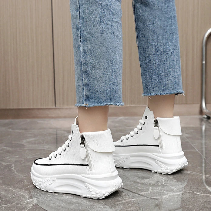 Tênis Feminino Plataforma com Design Vulcanizado Respirável Estilo Casual – (Promoção de Inverno 2026)