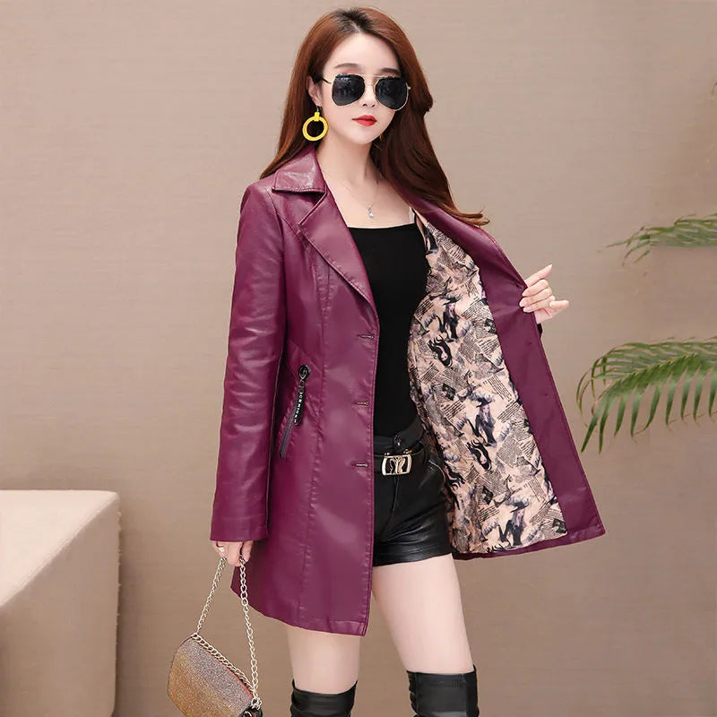 Jaqueta Feminina Longa com Estilo Slim e Design Punk – (Promoção de Inverno 2026)