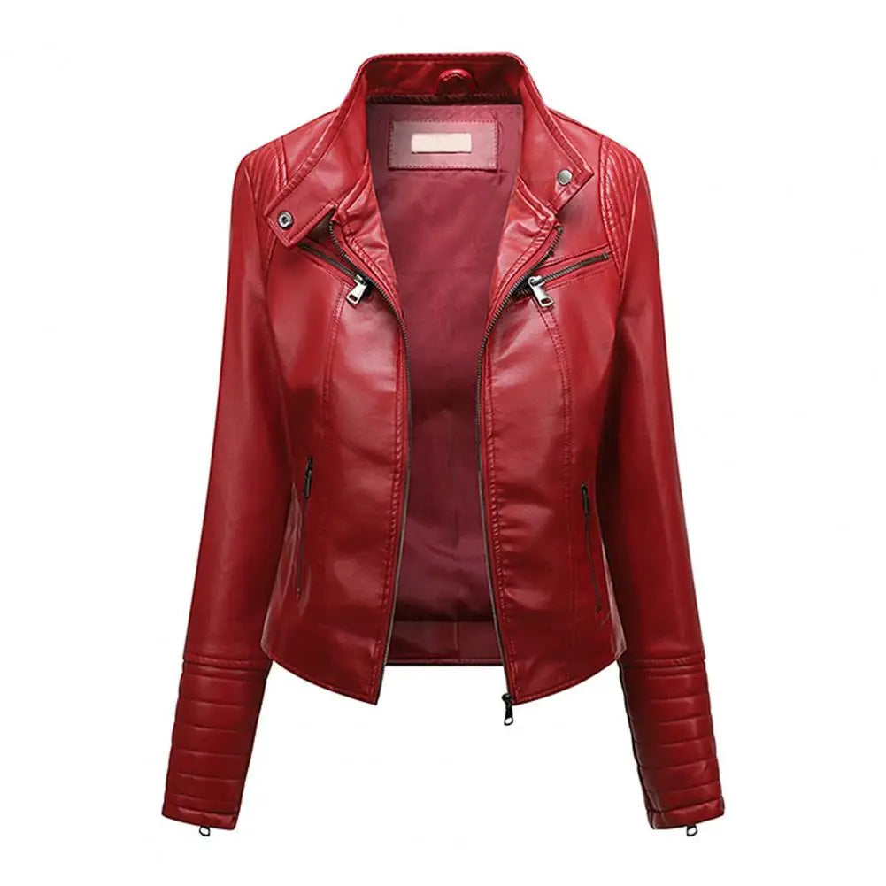 Jaqueta Feminina Slim com Gola Alta Estilo Biker - (Promoção de Inverno 2026)
