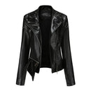 Jaqueta Feminina Estilo Motociclista com Gola Alta - (Promoção de Inverno 2026)