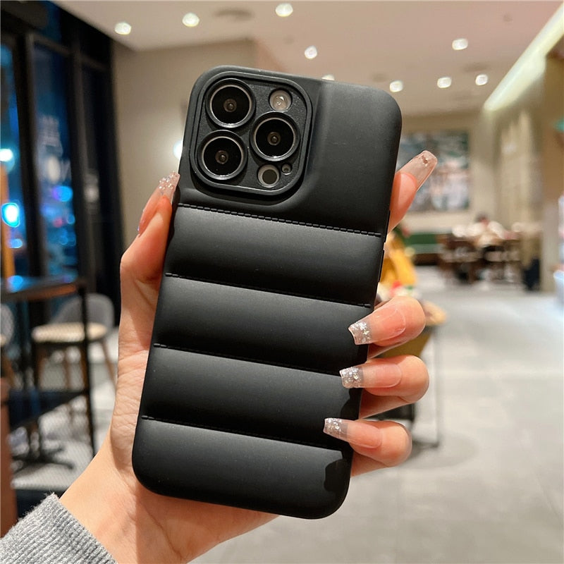 Case iPhone Luxo Puffer - Protetor de Câmera Preto