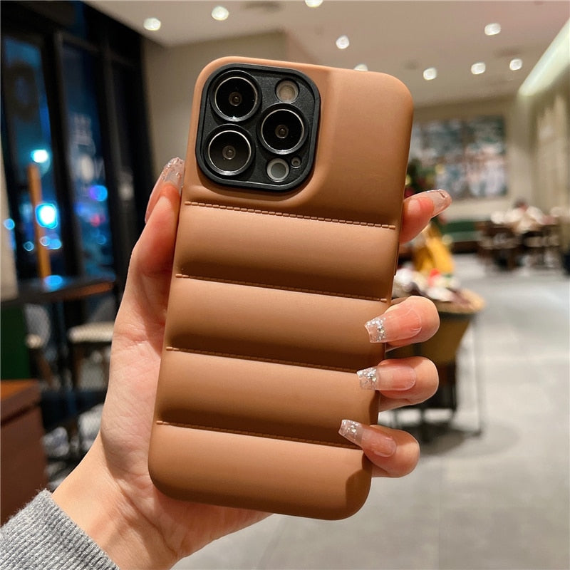 Case iPhone Luxo Puffer - Protetor de Câmera Preto